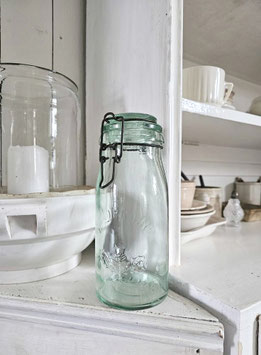 1L LA LORAINE uralte Flasche blassgrün Weckglas aus Frankreich