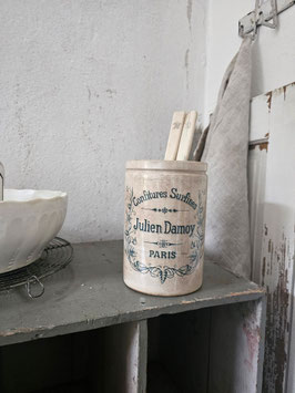 XL! JULIEN DAMOY antiker franz Confit Pot Confituren-Topf - petrolfarbener Druck