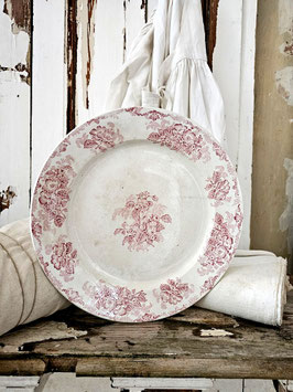 30cm KIRSCHBLÜTEN antike runde Platte ST. ARMAND - rotes Dekor