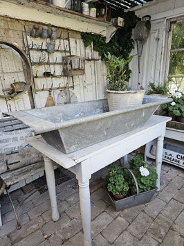 113cm uralte eckige Badewanne (II) Pflanzwanne Kinderbadewanne Zinkwanne Fleischerwanne