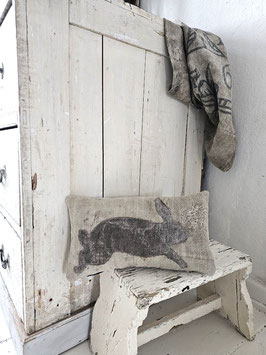 VERKAUFT Nic 14.02. Leinenkissen HASE springend hell
