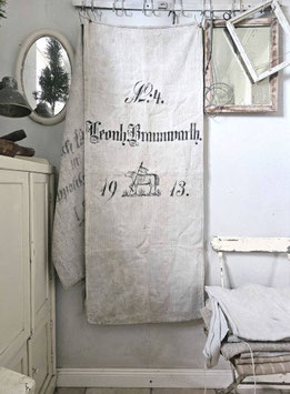 VERKAUFT Lad 28.05. TWOFACE 1913 SCHAF antiker unben Getreidesack Leinensack Mehlsack