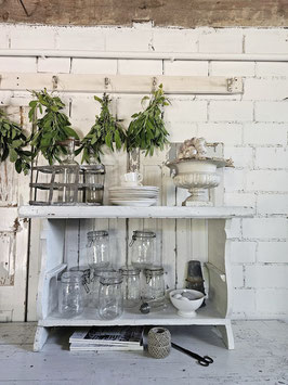 95cm uralte Wasserbank Ofenbank - weiß  - traumhafte Patina - shabbychic