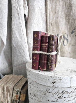 3erSET antike franz Bücher Gebetsbücher - dunkelroter Ledereinband