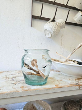VERKAUFT Kle 25.06. uralter franz Confitpot aus Glas - aqua