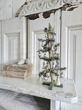VERKAUFT And 29.12. uralter Tannenbaum Weihnachtsbraum - silberner Behang 32 cm