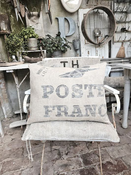 VERKAUFT Jen 13.08.  POSTES FRANCE Leinenkissen 50x38cm