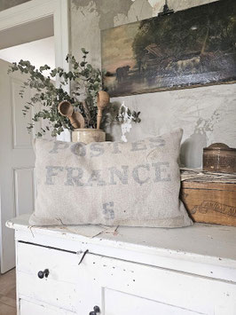 5 POSTES FRANCE Leinenkissen aus franz. Postsack 60x39cm