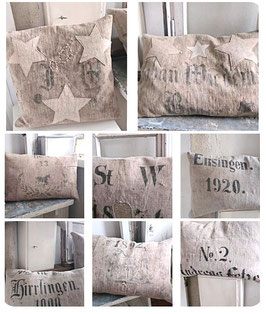 VERKAUFT Lyn 13.06. Konvolut aus 8 Leinenkissen