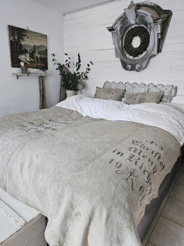 VERKAUFT Har 16.11. 1901 CHRISTOF Throw GROSSE Decke aus antiken Getreidesäcken 230 x 155 cm