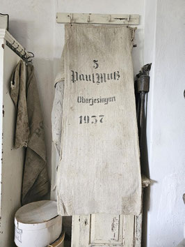VERKAUFT Büc 06.04. PAUL MUß uralter langer Getreidesack Leinensack Mehlsack