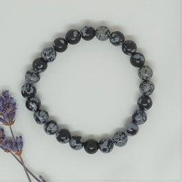 Bracelet Obsidienne Flocon De Neige 8mm