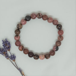 Bracelet Rhodonite rose et noir 8mm