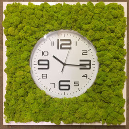 TOUCH GREEN Moosbild 50x50cm Frühlingsgrün mit Uhr 3D