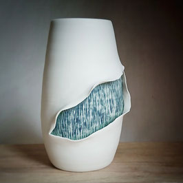 Vase explosion, bleu, pièce unique