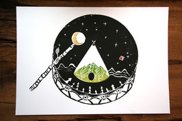 TROMMELREISE mit goldenem Halbmond oder Vollmond