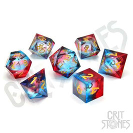 Fire and Ice Liquid Core Resin RPG Dice Set