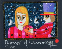 Francesco Musante - Dono d'amore - cm 8x10 su cartoncino blu