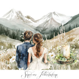 Carte Sincères Félicitations,Mariage à la montagne