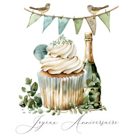 Carte anniversaire, tonalité de vert