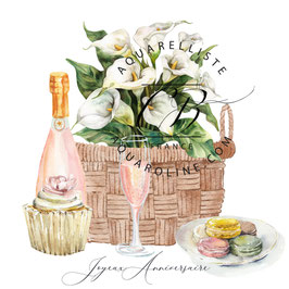 Joyeux anniversaire panier de fleurs