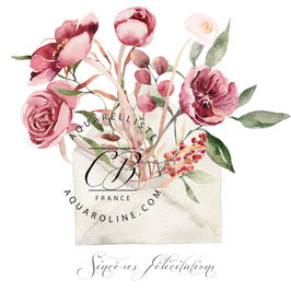enveloppe félicitations bouquet de fleurs