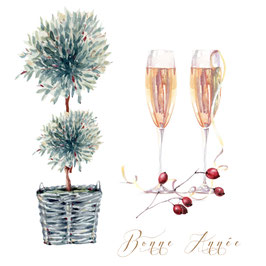 Bonne Année buis et champagne