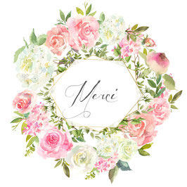 Carte merci, couronne de fleurs