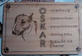 Frühstücksbrettchen, personalisiert mit Bullimotiv nach Wunsch, in zwei Varianten