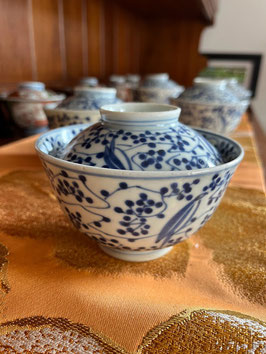 古伊万里　染付　蓋茶碗　2客セット