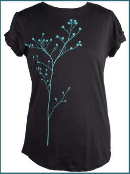 Schwarzes rollsleeve T-shirt Pflanze