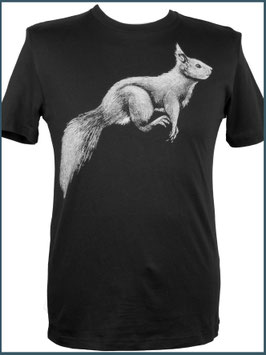 Schwarzes Herren Bio Baumwollshirt Eichhörnchen