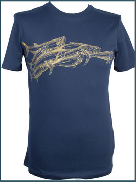 Navyblaues Herren Bio Baumwollshirt Fischschwarm