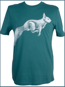 Dunkelgrünes Herren Bio Baumwollshirt Eichhörnchen