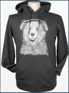 Kapuzenpulli Bär mit Kopfhörer, dunkelgrau
