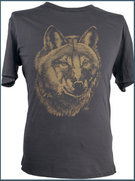 Retroschwarzes Herren Bio Baumwollshirt Wolf
