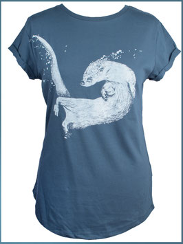 Denimblaues rollsleeve T-shirt Otter