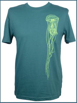 Dunkelgrünes Herren Bio Baumwollshirt Qualle