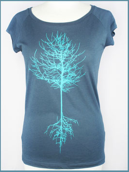 Denimblaues Frauen Bambusshirt Baum