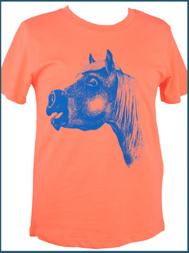 Kindershirt Biobaumwolle korallrot Pferd