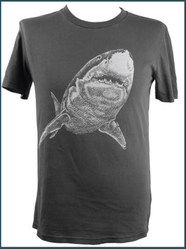 Retroschwarzes Herren Bio Baumwollshirt Hai