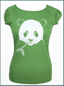 Blattgrünes Frauen Bambusshirt Panda