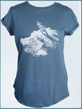 Denimblaues rollsleeve T-shirt Schiff