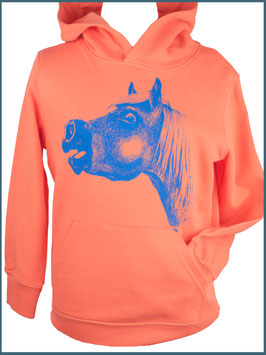 Kapuzenpullover Kind Korall Pferd