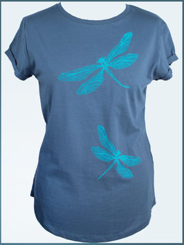 Denimblaues rollsleeve T-shirt Libelle