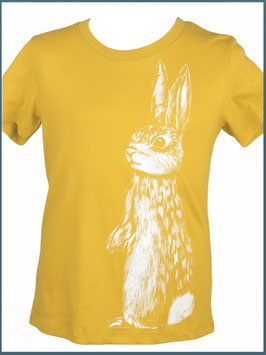 Kindershirt Biobaumwolle Senfgelb Hase