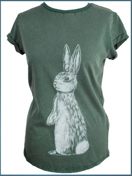 Grünes ausgewaschene rollsleeve Hase