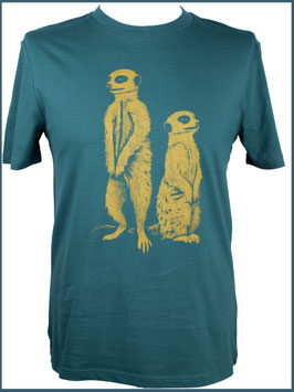 Dunkelgrünes Herren Bio Baumwollshirt Erdmännchen