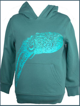 Kapuzenpullover Kind dunkelgrün Tintenfisch