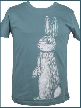 Kindershirt Biobaumwolle petrol Hase